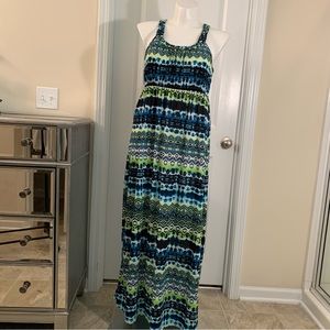 Faded Glory dress, Size 12/14, maxi dress, sleeveless dress, tye dye dress